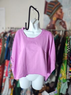 Zenana Outfitters Cropped Relaxed Crew Top - Bright Muave